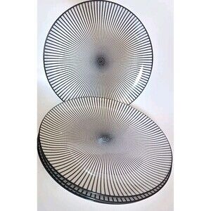 Royal Norfolk Dinner Plates Black White Optical Swirl SET OF 2 Round  10 1/2"